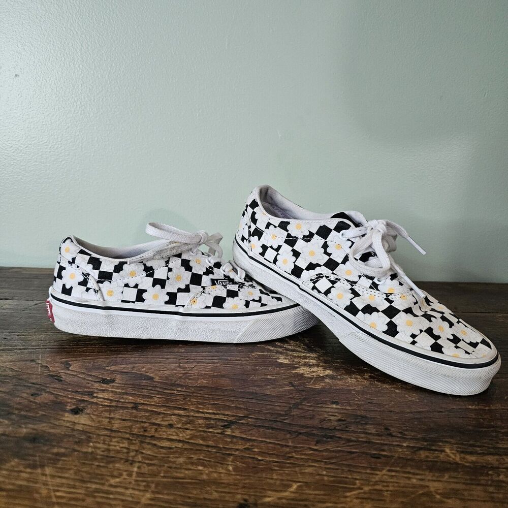 Vans Girl's Doheny Flower Checkerboard Multi-Color Skate Shoes Size 3.5 Missy